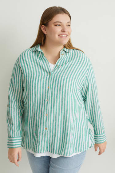 Femei - Bluză - cu dungi - alb / verde