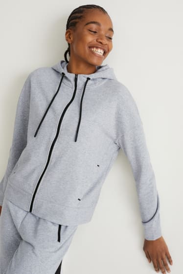 Femmes - Sweat zippé à capuche - gris chiné