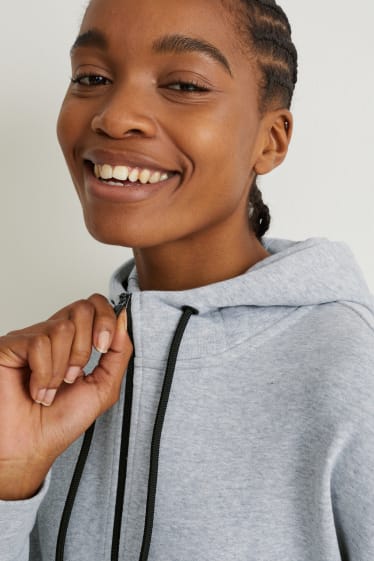 Women - Zip-through sweatshirt with hood - gray-melange