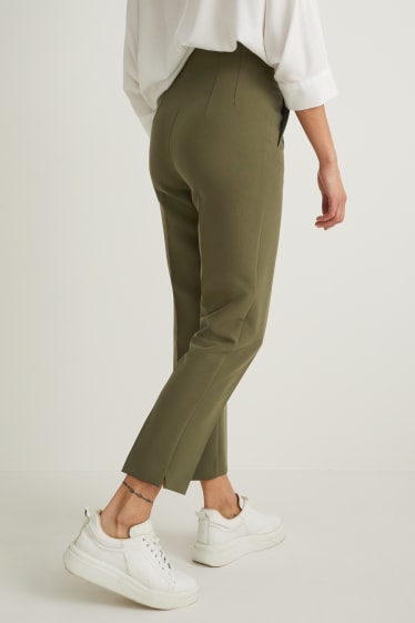 Women - Cloth trousers - high waist - cigarette fit - green