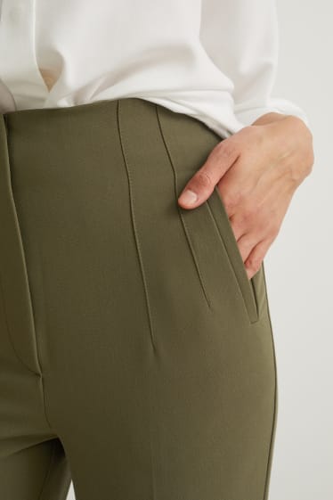 Women - Cloth trousers - high waist - cigarette fit - green