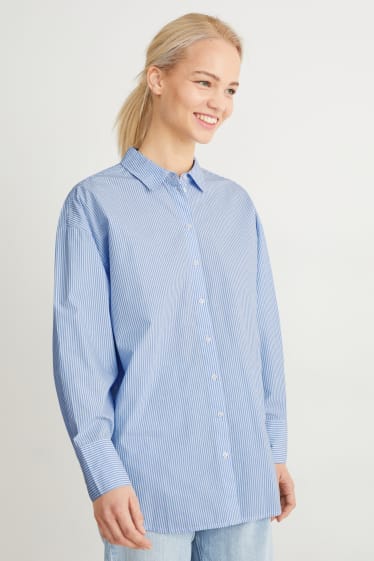 Damen - Bluse - gestreift - blau / weiß