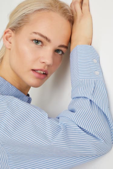 Women - Blouse - striped - blue / white