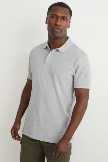 Herren - Poloshirt - grau-melange