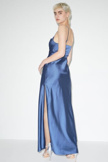 Kobiety - CLOCKHOUSE - sukienka satynowa - niebieski