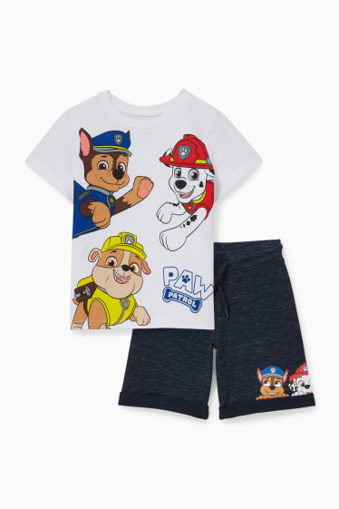 Enfants garçons - Pat’ Patrouille - ensemble - T-shirt et short en molleton - 2 pièces - blanc