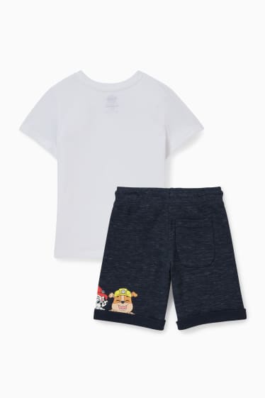 Copii - Patrula cățelușilor - set - tricou cu mânecă scurtă și pantaloni scurți trening - 2 piese - alb