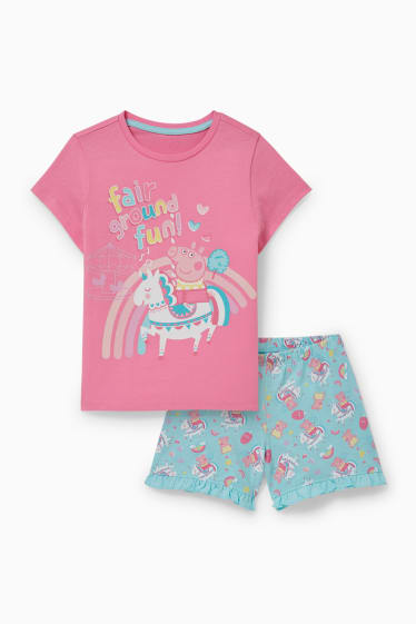 Children Girls - Peppa Pig - short pyjamas - pink / light blue