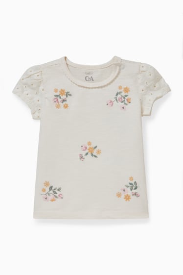 Bébés filles - T-shirt bébé - à fleurs - blanc crème