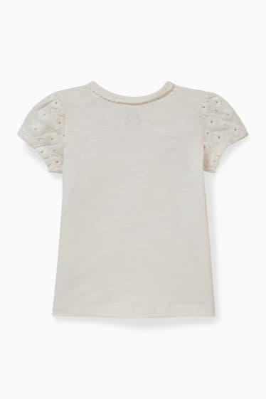 Bébés - T-shirt bébé - à fleurs - blanc crème