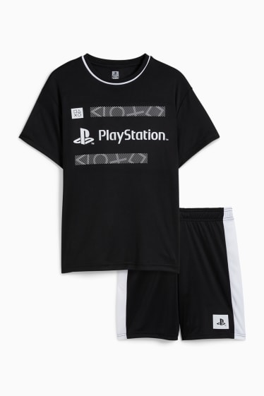 Bambini - PlayStation - set - t-shirt e shorts - 2 pezzi - nero