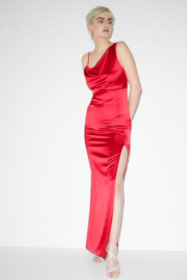 Dámské - CLOCKHOUSE - saténové šaty - slavnostní - červená