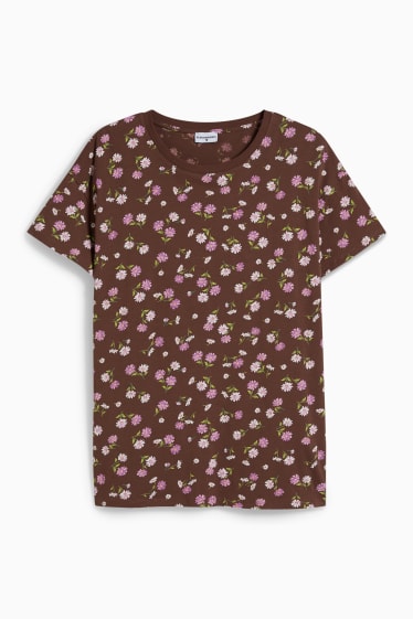 Dames - CLOCKHOUSE - T-shirt - gebloemd - bruin