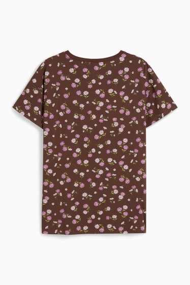 Dames - CLOCKHOUSE - T-shirt - gebloemd - bruin