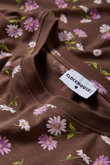 Femei - CLOCKHOUSE - tricou - cu flori - maro