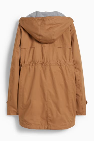 Donna - Parka premaman con cappuccio e inserto porta-bebè - marrone