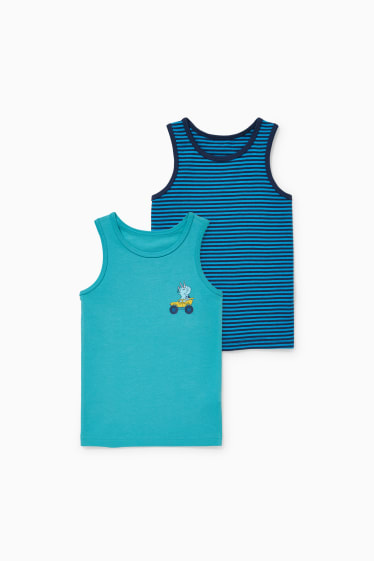 Kinderen: jongens - Set van 2 - singlet - blauw / turquoise