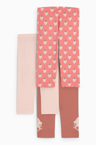 Bambini - Confezione da 3 - unicorni - leggings - marrone / rosa