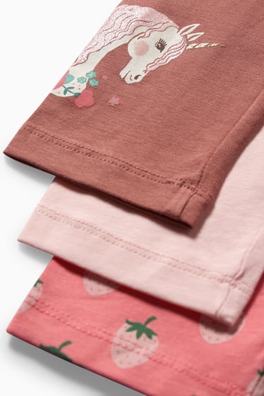 Kinder Mädchen - Multipack 3er - Einhorn - Leggings - braun / rosa