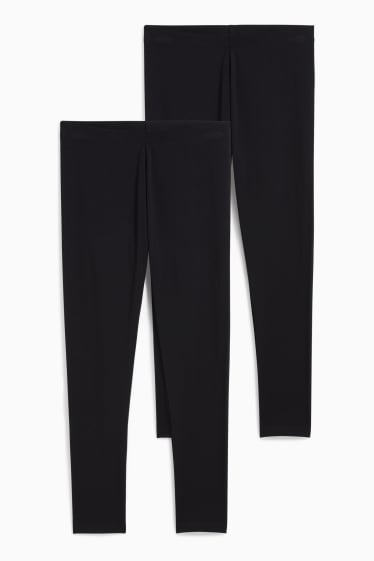Kinderen: meisjes - Uitgebreide maten - set van 2 - legging - zwart