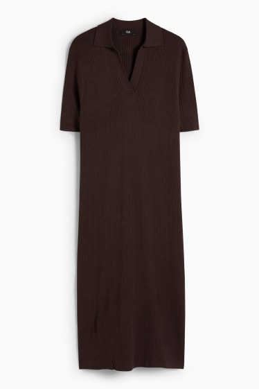 Dames - Gebreide jurk - bruin