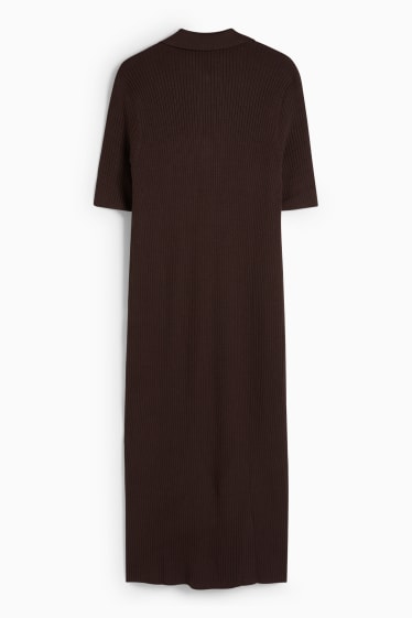 Dames - Gebreide jurk - bruin