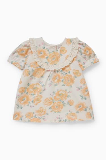 Bebés - Camiseta de manga corta para bebé - de flores - naranja claro