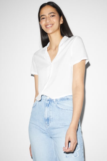 Damen - CLOCKHOUSE - Crop Bluse - weiß