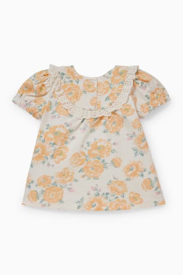 Baby Mädchen - Baby-Kurzarmshirt - geblümt - hellorange