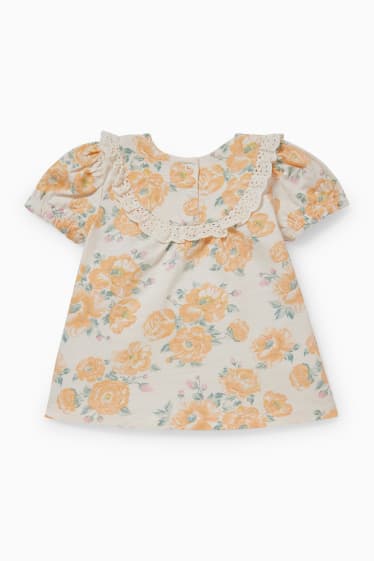 Bébés - T-shirt pour bébé - à fleurs - orange clair