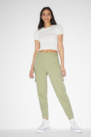 Femmes - CLOCKHOUSE - pantalon de jogging cargo - vert clair