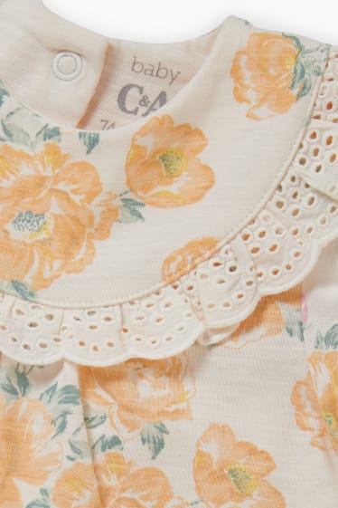Baby Mädchen - Baby-Kurzarmshirt - geblümt - hellorange