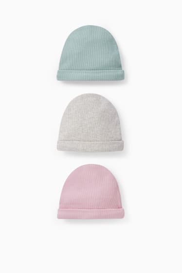 Bebés - Pack de 3 - gorros para bebé - verde / rosa