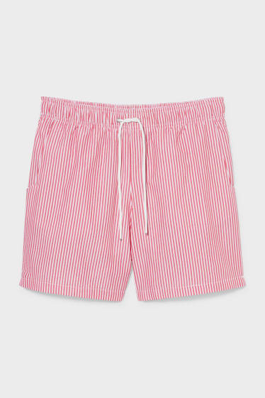 Men - Swim shorts - striped - red / white