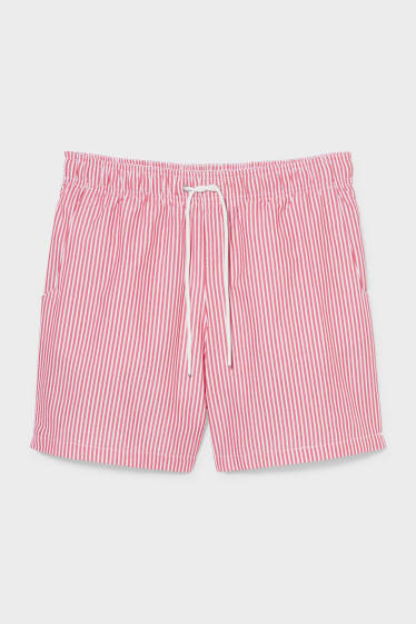 Heren - Zwemshorts - met strepen - rood / wit