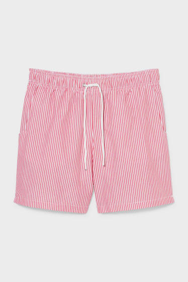 Heren - Zwemshorts - met strepen - rood / wit