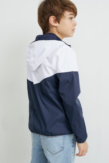 Kinder Buben - Jacke mit Kapuze - blau / weiß