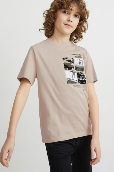 Enfants - Lot de 2 - T-shirts - beige