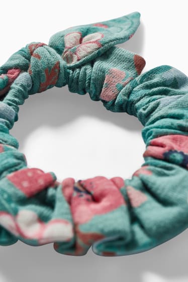 Bambine - Set - vestito e scrunchie - 2 pezzi - a fiori - verde