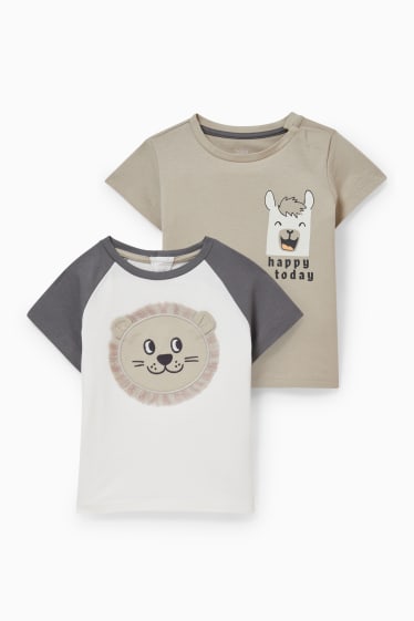 Bebés - Pack de 2 - camisetas de manga corta para bebé - blanco roto