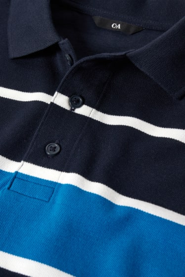 Heren - Poloshirt - gestreept - donkerblauw