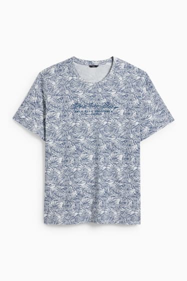 Heren - T-shirt - wit / blauw