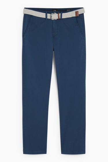 Herren - Chino mit Gürtel - Regular Fit - dunkelblau