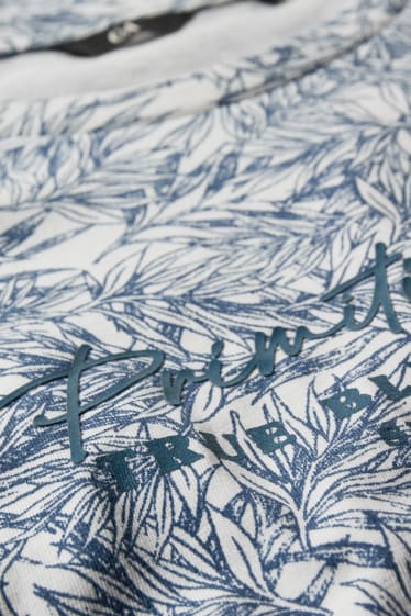 Heren - T-shirt - wit / blauw