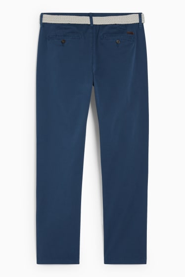 Herren - Chino mit Gürtel - Regular Fit - dunkelblau