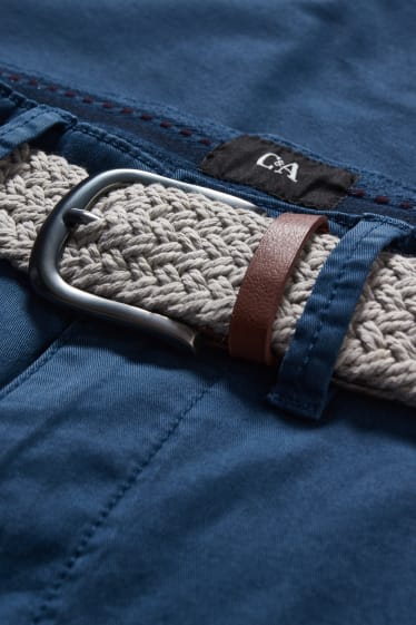 Herren - Chino mit Gürtel - Regular Fit - dunkelblau