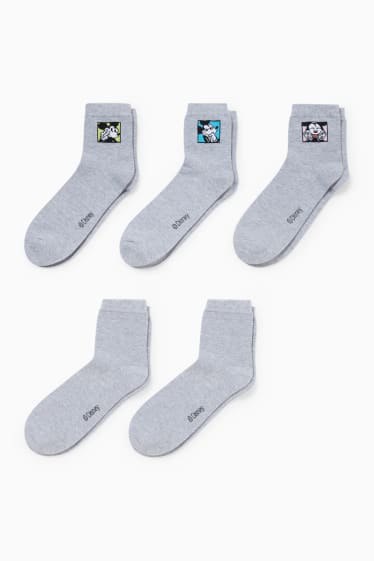 Femmes - Lot de 5 paires - chaussettes à motif - Mickey Mouse - gris clair