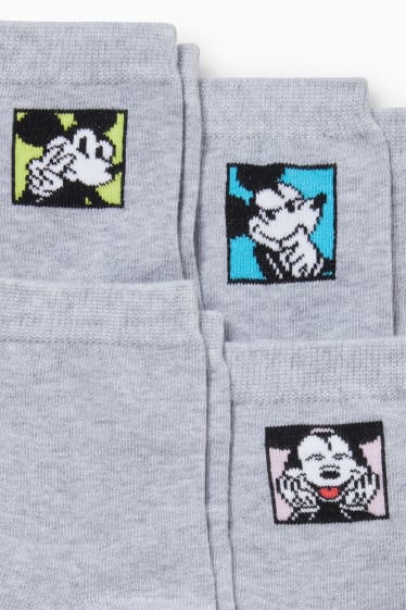 Femmes - Lot de 5 paires - chaussettes à motif - Mickey Mouse - gris clair