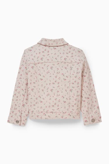 Enfants - Veste en jean - à fleurs - rose