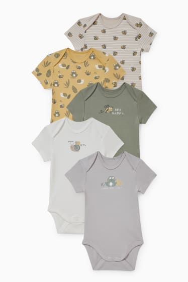 Unisex - Multipack 5er - Baby-Body - grün / grau